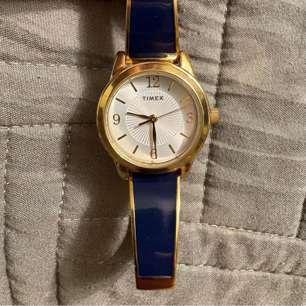 Timex Women's Stretch Bangle TW2R98500 Gold Stainless-Steel Watch Needs Battery